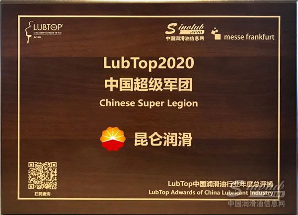 昆侖潤滑斬獲LubTop2020中國超級軍團(tuán)獎(jiǎng)
