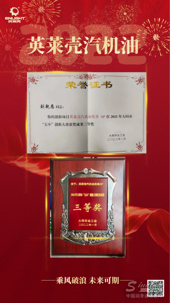 英萊殼汽機油榮獲大同市“五小”創新大賽三