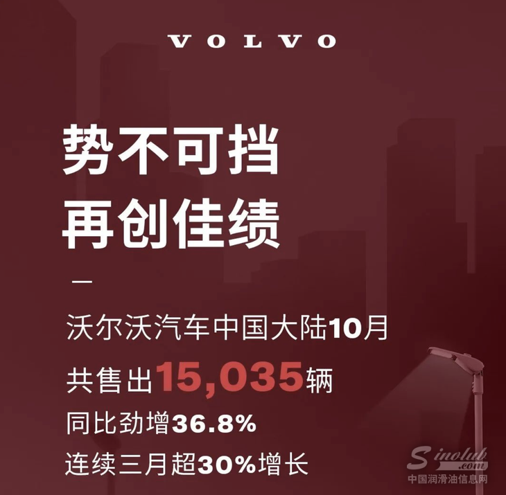 沃爾沃汽車10月銷量公布 累計超1.5萬輛 